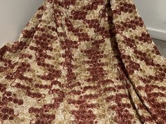 BROWN IVORY GOLD 3D Floral Embroidery Taffeta Fabric 50” Width 1 Yard