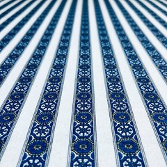 Flannel Fabric Blue and White Stripe Moroccan Tiles 100% Cotton