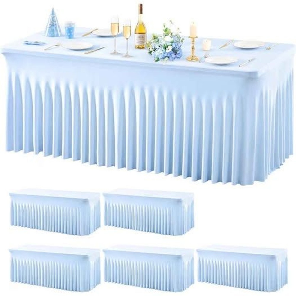Baby Blue Spandex TableCloth for 6 Ft Rectangle Table, wedding,banquet,event