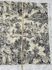 Vtg House ‘N Home Toile Fabric 1986 Black White 33″ X 54″
