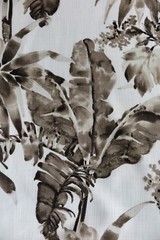 CHIVASSO CURTAIN FABRIC DESIGN “Jungle Like” 3.6 METRES CHARCOAL LINEN BLEND