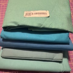 5 Yard Quilt Kit Solid Blue 1 Yard Pieces Cotton Fabric Connecting Threads