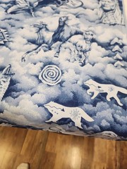 1.50 Yards Native American Indians Fabric Blues White 100 Cotton Horses Legacy