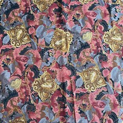 Vintage Floral Flourish Fabric Black Quilting Cotton 18×44