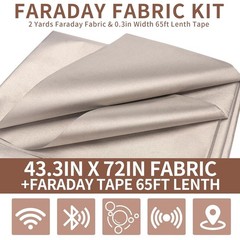 Faraday Fabric，(43″ W × 108″ L Fabric + 300″ L Tape)，Faraday Fabric EMP Proof Mi