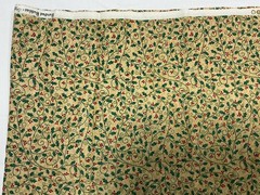 BUNDLED BUDDIES by SSI Green Holly Vines Red Berries on Gold Fabric 108in x 44in