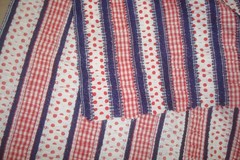 1.5 yds Faggoting Fabric Patriotic Check Polka Dot Ruffled Quilt Craft 51″ x 56″