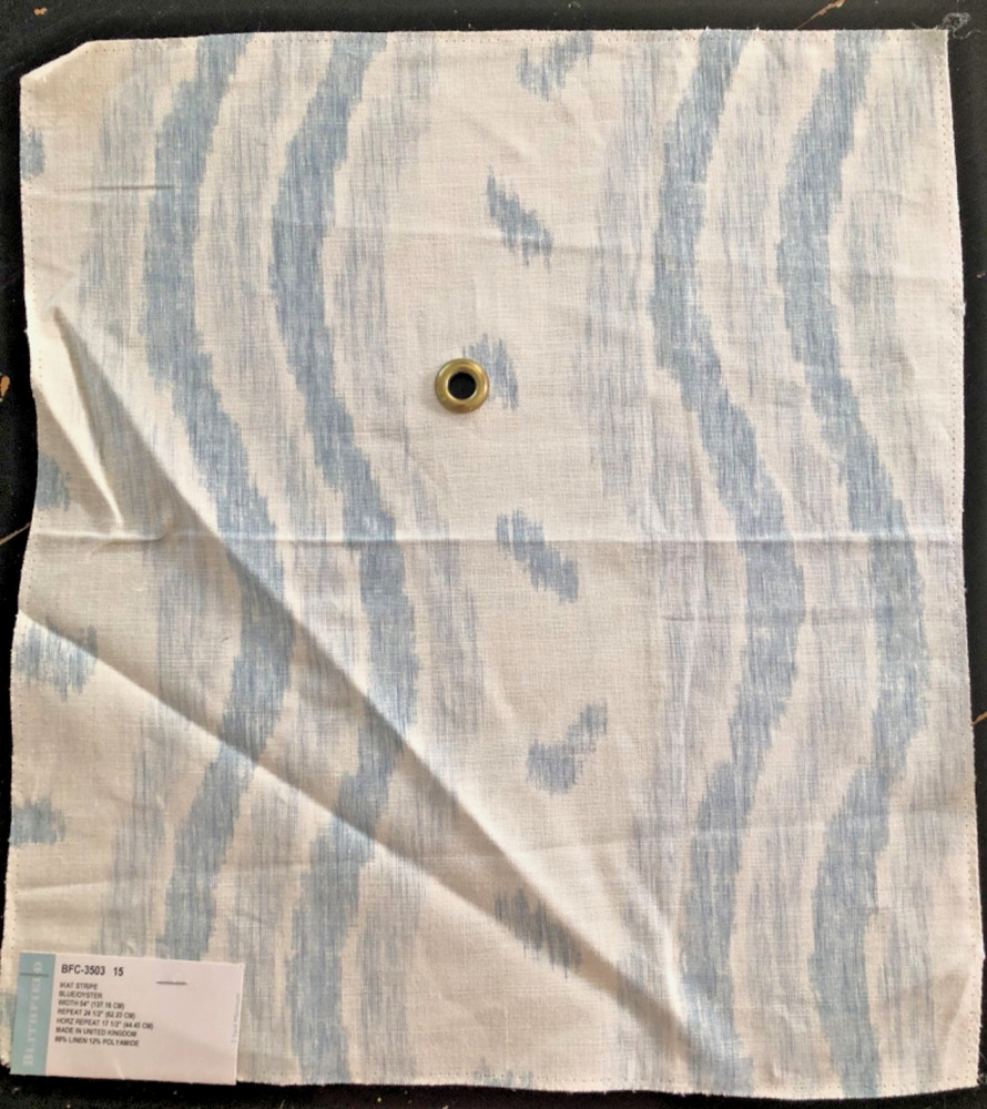 Blithfield LEE JOFA Ikat Stripe in Blue/Oyster 16 1/4 x 18 3/8″ Fabric Sample
