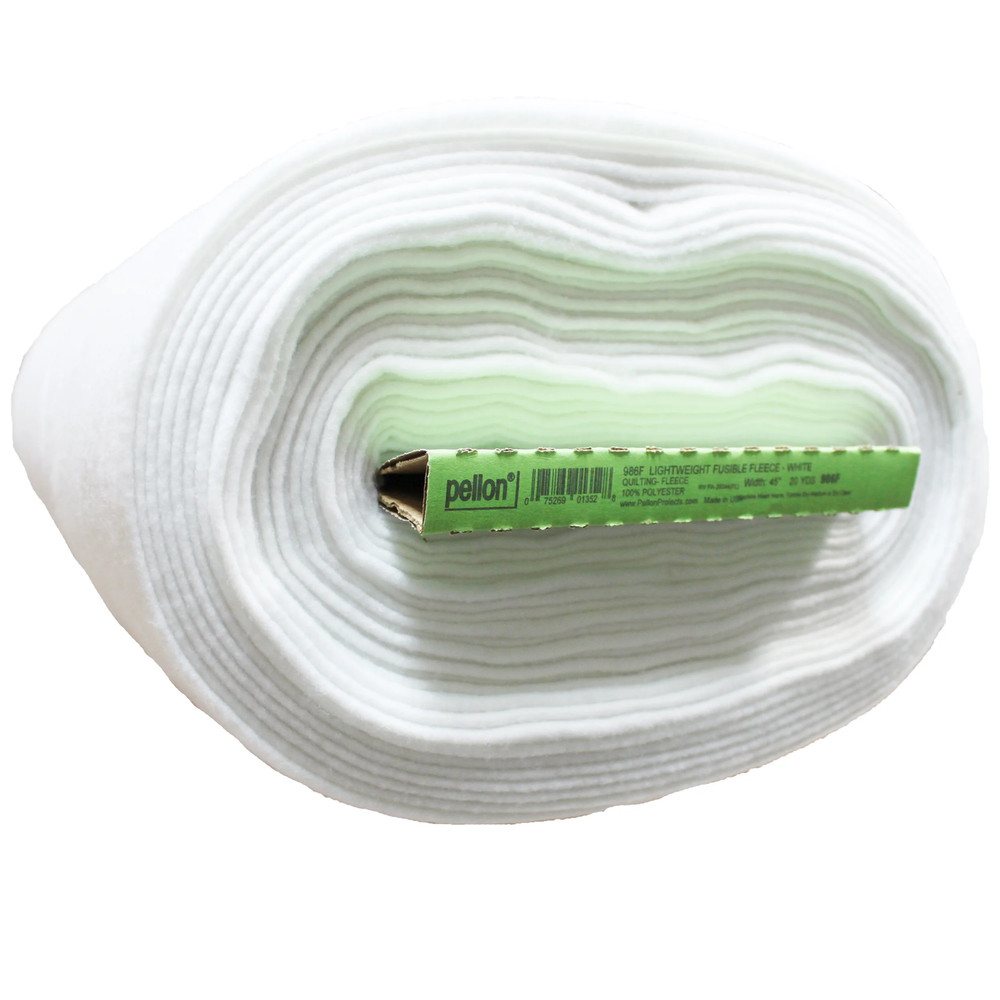 986F Lightweight Fusible Fleece Sewing Fabric White 45″ X 20 Yards by the Bolt