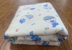 1 Yd Vintage White Corduroy Fabric Bear Balloon Blue Polka Dot Star 60W Juvenile