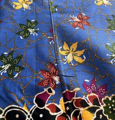 Malaysian Cotton Batik Blue Black Multicolored Floral Pattern