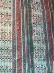Vintage Dusty Rose Blue Green Floral Stripe Cotton Quilt Fabric~3-1/4 yds x 44″