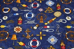 Sewing Fabric Quilt Cotton 42×1/2 yd Kaufman Seaport View Print D# 8489 Blue