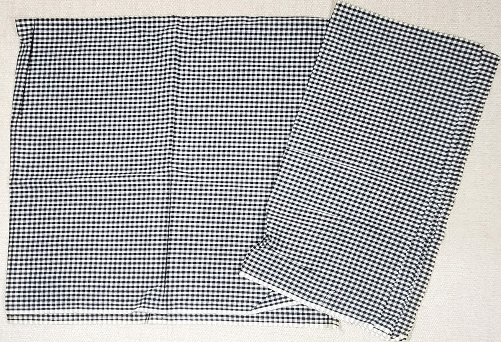 Vintage 1/8″ Black & White GINGHAM Check Fabric 1½ yd. x 34″ Cotton 1/8-inch 2pc