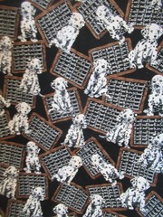 Dalmation Dog Chalkboard “I WILL NOT BARK IN SCHOOL” BLACK COTTON FABRIC SBTY