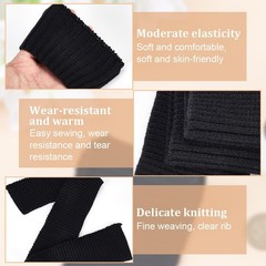 2 PCS Thick Knitted Rib Fabric Cuffs Replacement 28.7×2.75 Tubular Black