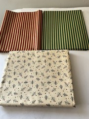 Christmas Theme Quilting Sewing Moda Fabri-Quilt Trees Stripes Gold Red Green