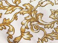 Fabric by the meter and tablecloths | Ramage pattern 3 variants grey red gold | 100% cotton