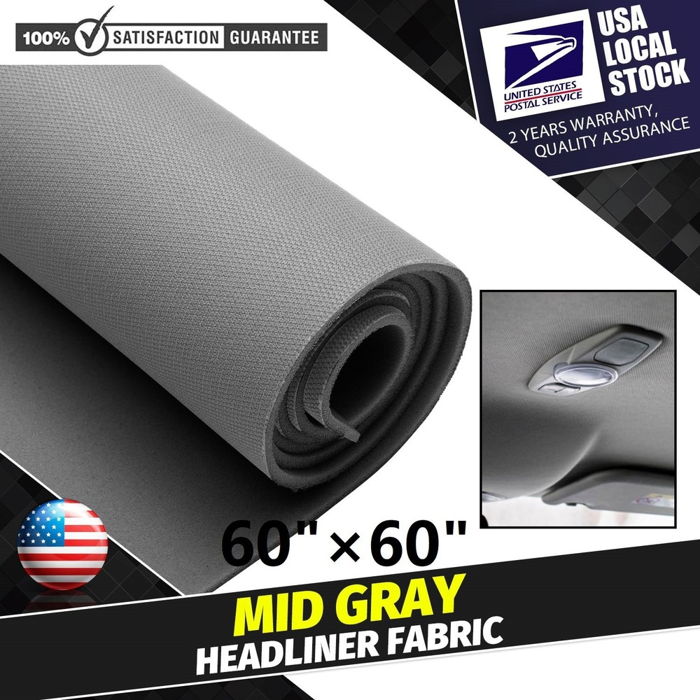 60″×60″ Medium Gray Knit Material Headliner Fabric Reupholster Aging/Smell Roof