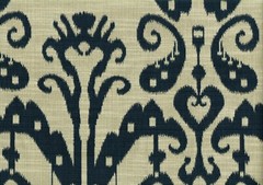 4.25 Yards Designer Fabric Khaki Navy Ikat Drapery Upholstery