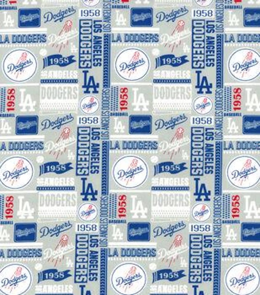 MLB LA DODGERS Block Print 100% cotton license fabric By the FULL Yard