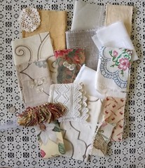Vintage Fabric SlowStitch Sewing Ephemera Kit Junk Journal Collage Embellishment