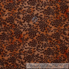 BonEful FABRIC FQ Cotton Quilt Orange Brown Scenic Bunny Rabbit Forest Tree Wood