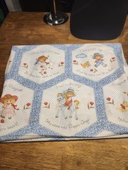 Vtg 1980s Springs Mills Nursery Rhyme Fabric Blue Hexagons 2.5 Yards Continuous