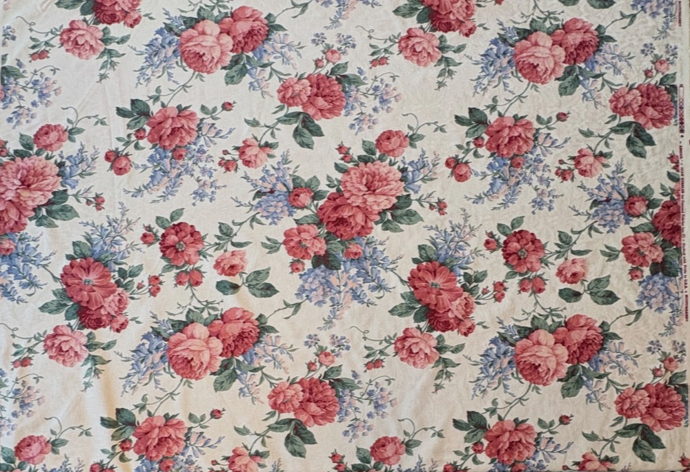 Vintage Joan Kessler Concord Abigail Floral Damask Upholstery Fabric 12 Yds