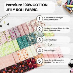 20 Variety Pack Cotton Jelly Roll Fabric 40 Precut Strips Quilting Craft New