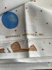 Vintage Bear With Balloons Fabric Springs Industries 2 Yds Lightweight New
