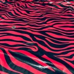 Red Zebra Animal Print 4-Way Stretch Fabric 60″Wide Swimsuit Spandex By The Yard