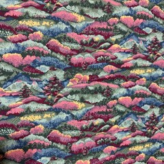 VTG Spring Industries Landscape Fabric Mountains Trees Pastel BTY 90s Cotton