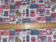 By 1/2 Yd VTG 1994 Fabric Traditions Doll Dresses Hats Shoes Cotton Fabric BTHY