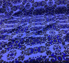 Challis Rayon Apparel Fabric Ikat Blue Black F521