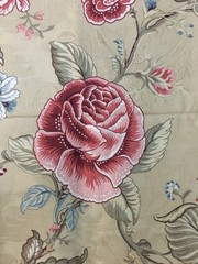 Waverly Montague Fabric Remnant Beige Red Blue Green Made In USA Vintage