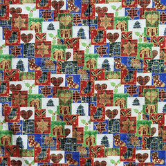 Brother Sister Design Misc Christmas Square Patchwork Fabric Gold Accents 43×36+