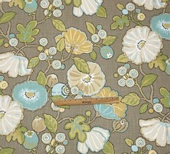 P KAUFMANN HIP DOVE BEIGE LARGE FLORAL BASKETWEAVE COTTON FABRIC BY YARD 54″W