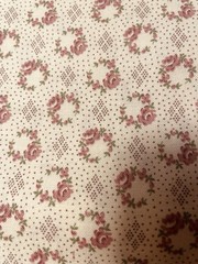 Vintage Light Pink Calico Cotton Quilt Fabric Cabbage Rose BTHY