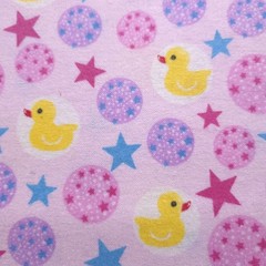 Yellow Rubber Ducks and Stars Pink Flannel Fabric 45″ By The Yard
