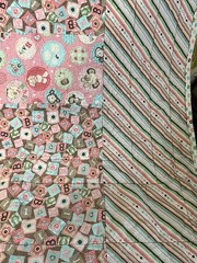 Hand Made Baby Toddler Quilt Blanket in Pinks and Bright Pastels 38” x 32”