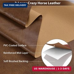 Faux Leather 1.0mm Upholstery Fabric by the Yard 55×36 Inch Yellow Brown | PU Wa