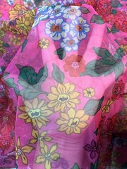 Pink Floral Sheer Mesh Fabric 5 Yards x 62” Wide | Non-Stretch Polyester |