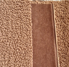 Double Sided Brown Teddy Bear Fleece & Corduroy Fabric 11″x59″ Sewing Remnant