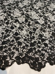Braelyn BLACK Polyester Floral Embroidery with Sequins on Web Mesh Lace Fabric