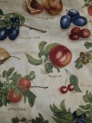 VTG Interior Fabric Design 1995 Fruit Medley With Latin Names 3 Pieces Sewn Tog