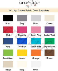-19 Options-100% Cotton Fabric by the Yard in Solid Color 44”Wide by 3Yd (9 Ft)