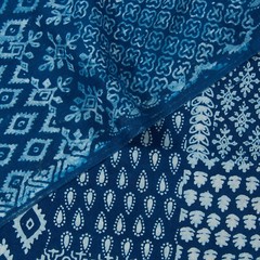 2.5 Yards Cotton Indigo Blue Fabric Patchwork Hand Block Printed Crafting Fabric