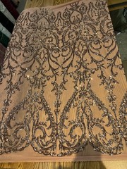 Esmeralda BRONZE Sequins on Mesh Lace Fabric by the Yard – 10102