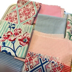 Floral Gingham Geometric Fabric Swatch Sample Packs Coordinating Colors 24pc Lot